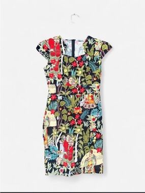Grace Karin Black Multi Floral Sheath Midi Dress